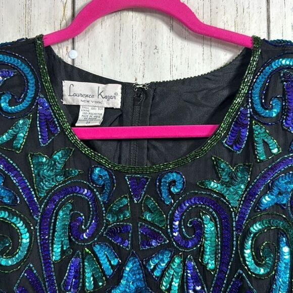 Laurence Kazar Vintage Silk Sequin Top Glam Partywear 3X Holiday Sparkle - Picture 4 of 16